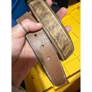 Western Express Mens Brown Leather Hair On Hide Inlay Belt Size 38 Cowboy Rodeo